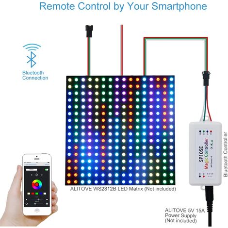 Contrôleur LED Bluetooth Et WiFi Pour Bandeaux Pixels Adressables - Pilotage Par Appli/telecommande - Marque G.W.S., Neuf