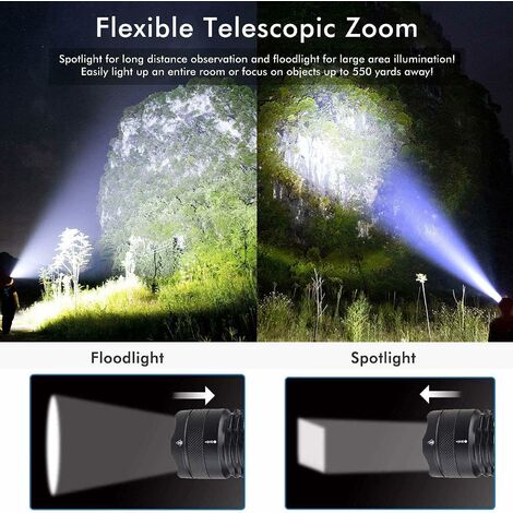 Lampe De Poche Lampe Camping Torche LED Ultra Puissante Rechargeable Usb Etanche Avec Base Pour Urgence Randonnee Chasse