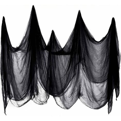 Tissu Effrayant d'halloween, 200 X 500 Cm Fil De Coton Noir Fournitures De Décoration Effrayantes pour Fête d'halloween, Décorations De Terreur Suspendues pour Fenêtre De Porte De Maison (1/5)