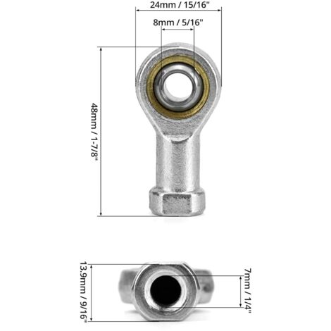 5pcs Palier à embout Filetage femelle M8 N° 45 Rotule pivotante acier