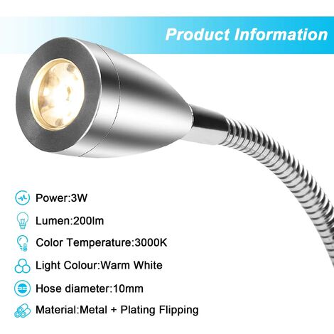 Lampe De Lecture Murale LED Col De Cygne 3W - Applique Chevet 2 Lumières 3000-6000K Warm Yellow