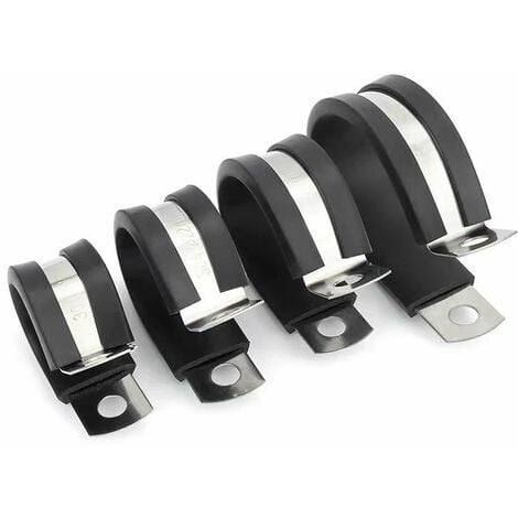 Colliers de fixation de tubes P-Clips de serrage avec insert en caoutchouc  choix: Ø 6mm/Band 12mm, 2 Pièces