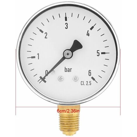 1/4"NPT 0-6 bar Manomètre de pression d'eau d'air Manomètre à montage latéral pour l'instrument de cadran d'huile d'air d'eau