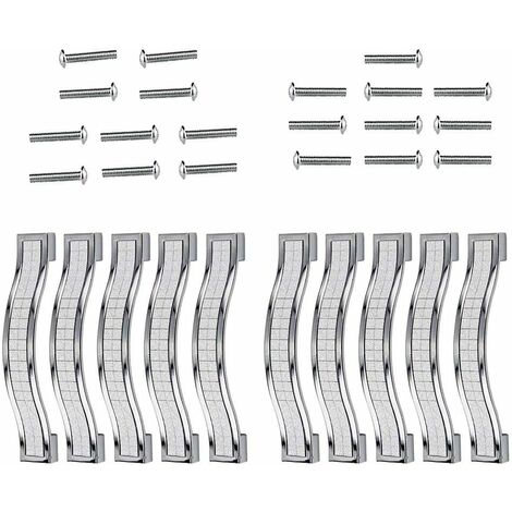 Lot de 10 poignées de tiroir en alliage strass cristal pour commode armoire de cuisine placard, Silver, 128MM-10PCS (1/5)