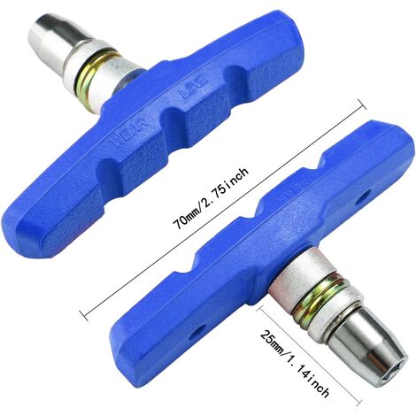 Patins De Frein V-brake Pour Vélo - 2 Paires (70 Mm) - Avec écrous Et Entretoises - Couleurs Noir, Rouge, Bleu