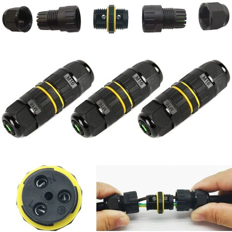 Memkey – Connecteur étanche IP68 pour câbles Ø10mm – 3 pcs – Résistant aux intempéries – Polyamide EP pour installations extérieures