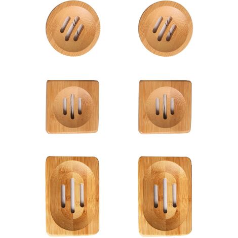 6 Pièces Porte-Savon en Bambou, Porte-Savon Fait Main, Boîte à Savon Fait Main en Bois, Convient pour Les Salles de Bain, pour Ranger Le Savon (1/5)