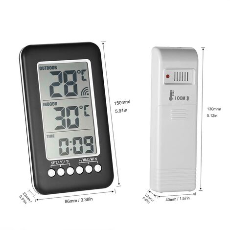 Thermomètre Numérique Intérieur/Extérieur Unitec - Affichage Double, Alarme Gel, -50°C à +70°C
