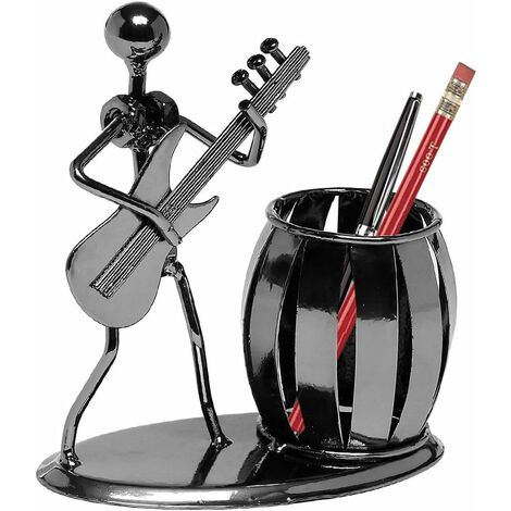 Porte-stylo à guitare Accessoires de bureau créatifs Porte-crayons en métal polyvalent pour cadeaux, enfants, étudiants et papeterie