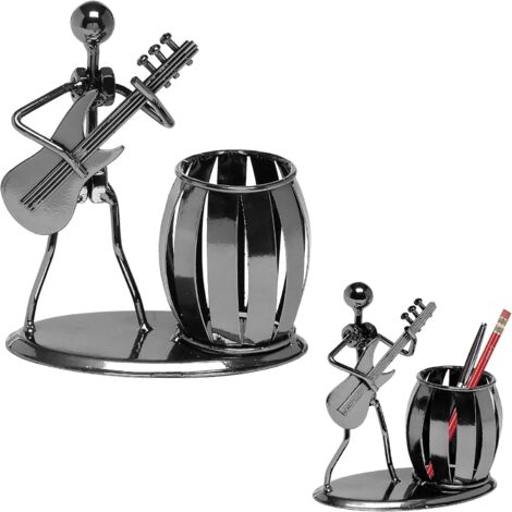 Porte-stylo à guitare Accessoires de bureau créatifs Porte-crayons en métal polyvalent pour cadeaux, enfants, étudiants et papeterie