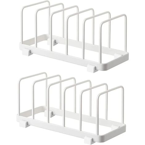 Assiette Organisateur, Égouttoir à Vaisselle, Supports à Assiettes, Organisateur d'Étagère à Assiettes, Rangement de Planche à Découper pour Cuisine Comptoir Placard (Blanche, 2 Pièces) (1/5)