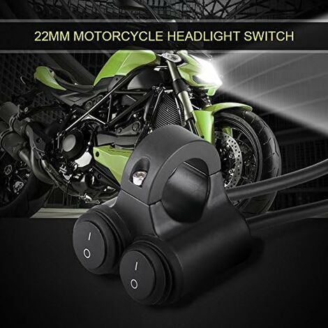 Qiilu 22mm 12V Commutateur De Guidon De Moto Interruptateur
