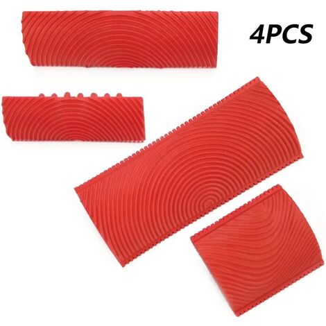 4 pcs Imitation Grain de Bois Outils de Peinture en Caoutchouc Rouleaux de Peinture DIY Texture Murale Outils Bois Grain Effet Décoration Murale de Bricolage Outil,7.2.2/9/13/15cm
