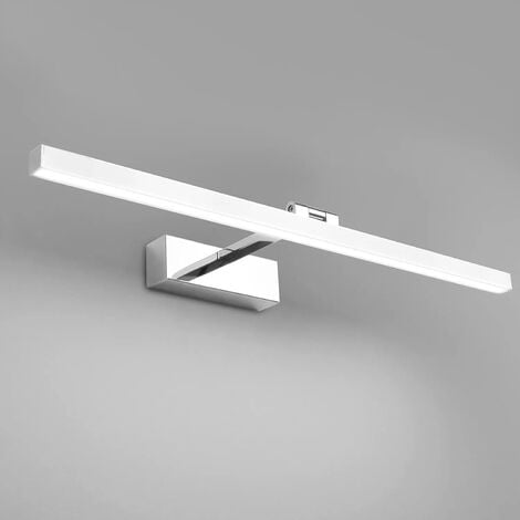 Lampe Miroir LED Salle de Bain 50cm, 12W, IP44 Étanche Applique Murale Salle de Bain 180° Rotatif, Lumière Miroir Salle de Bain Moderne, Blanc Froid 5500K, Schwarz,Argent [Classe énergétique F]