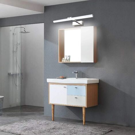 Lampe Miroir LED Salle de Bain 50cm, 12W, IP44 Étanche Applique Murale Salle de Bain 180° Rotatif, Lumière Miroir Salle de Bain Moderne, Blanc Froid 5500K, Schwarz,Argent [Classe énergétique F]