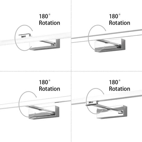Lampe Miroir LED Salle de Bain 50cm, 12W, IP44 Étanche Applique Murale Salle de Bain 180° Rotatif, Lumière Miroir Salle de Bain Moderne, Blanc Froid 5500K, Schwarz,Argent [Classe énergétique F]
