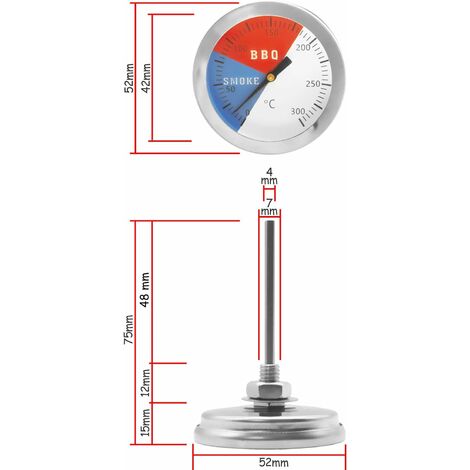 Thermomètre De Cuisson Analogique 10-400°C - Pour Barbecue, Grill Et Fumoir