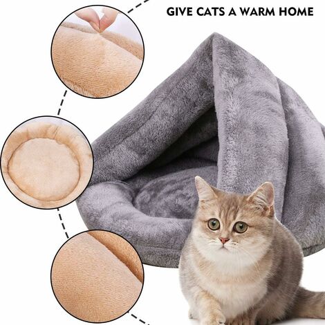 Lit Pour Chat En Forme De Pantoufle - Niche Semi-fermée Chaude Et Moelleuse - 3 Tailles (jusqu'à 60x36x26 Cm) - Pour Chat, Chiot, Petit Animal