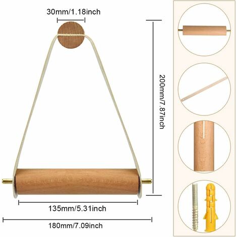 Porte Papier Toilette Bois Mural Support pour Rouleau de Papier Toilette Porte Rouleau en Bois 18CM20CM Porte Rouleau de Papier Toilette pour Salle de Bain, Cuisine, Dortoir, Hôtel