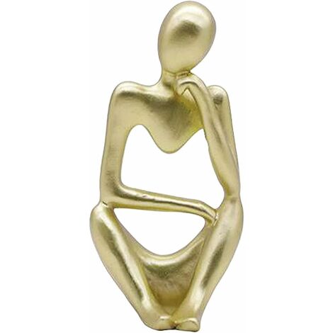 La Statue du penseur, Résine Penseur Sculpture Abstraite Statue Caractère Moderne Figurines Accueil Décor Bureau de Bureau Ornement d'anniversaire Cadeaux Or Droit (1/5)