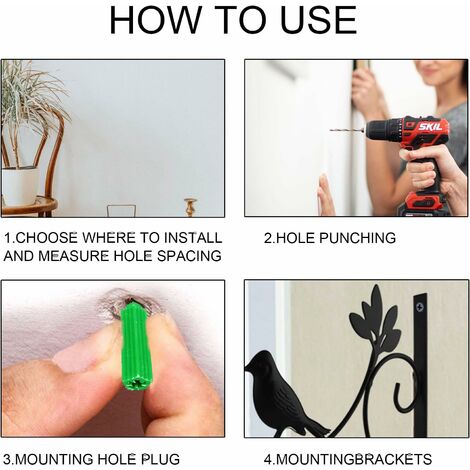 FEED GARDEN Lot De 2 Crochets Muraux De 25,4 Cm, Forgés à La Main Pour Accrocher Des Mangeoires à Oiseaux, Des Carillons éoliens, Des Paniers De Fleurs, Un Tapis De Yoga, Une