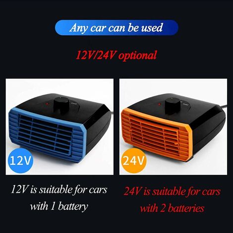 Chauffage D'habitacle 12V/24V Portable - Dégivrage Pare-brise - Pour Voiture, Camping-car, Scooter - Hiver