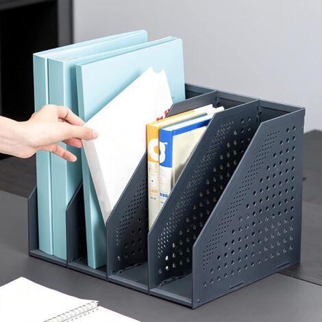 Porte-revues pliable, HAIYUU 3 compartiments Porte Revue Bureau Dossier Classeur Rangement Documents Porte Livre pour Bureau École papeterie Document en papier