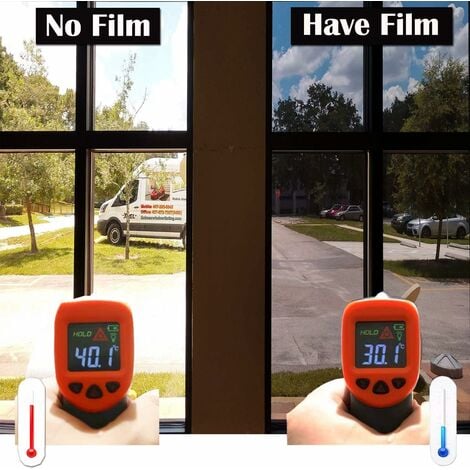 Film fenetre Anti Regard Film Miroir Fenêtre sans Tain Anti Chaleur Anti UV Protection de la Vie Privée pour Fenêtre Bureau Maison Magasin 40×300CM