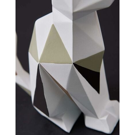 Statue Figurine Chat Sculpture Animaux Décor Géométrique Modern Cat Art pour Noël Anniversaire Cadeau Maison Résine