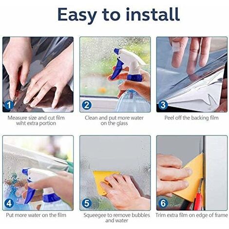 Film Miroir Fenêtre sans Tain Anti UV Anti Chaleur Film Adhésif réfléchissant pour Fenêtre Argenté One Way Anti-Regard Contrôle de la Température Protection de La Vie Privée