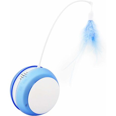 Jouet Gobelet Chat Jouet électrique pour Chat avec Boule Anti-Chute LED Plume, Canne à pêche à Roulement Automatique pour Chat Drôle Fournitures pour Animaux Bleu (1/5)