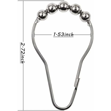12 Crochets Anneaux De Douche En Acier Inoxydable 304 FLZONE - Argent, Résistants à La Rouille Pour Rideau De Salle De Bain