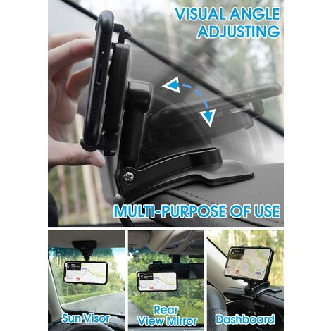 5 Supports Adhésifs Pour Téléphone Voiture - Base Rotative 360° 16mm, Pour Tableau De Bord, Noir
