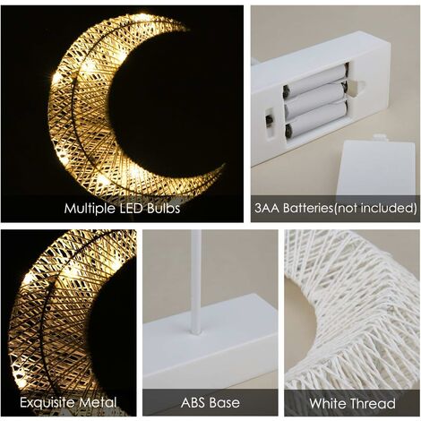 Veilleuse pour enfants, Lampe de Bureau Décorative, Alimenté par Pile Lampe de Chevet LED en Forme de Lune, Éclairage de Nuit Lumière Blanche Chaleureuse