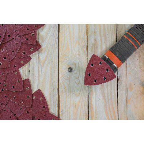 Papier Abrasif Triangulaire Grain 80 – 90 Feuilles 93x93x93 Mm – Pour Ponceuse Delta – Dos Velcro, Facile à Changer
