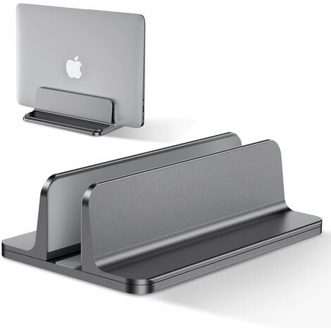 Support Ordinateur Portable Vertical, Support PC Portable en Aluminium Réglable Bureau Laptop Stand pour MacBook Pro/Air, iPad, Surface, HP, Lenovo, Tablette et Autre Laptops - Gris
