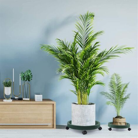 Paquet De 2 Palettes Pour Plantes Rondes, Support En Pot De Fleurs, Plateau Mobile Pour Plantes Avec Roulettes D Interieure 295 Cmgris Fonce 74627165