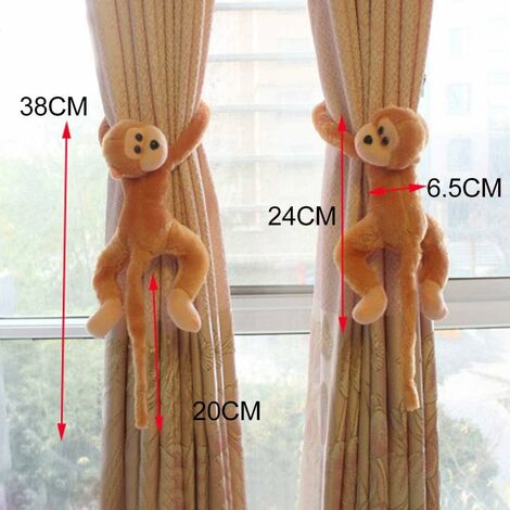 6 Attaches-rideaux Ours Mignons En Tissu - 80 Cm De Long, Marron/blanc/beige, Décor Chambre Enfant, Maison