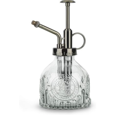 Flacon pulvérisateur en Verre, arrosoir Vintage de 6,5 "de Haut avec Pompe supérieure, buse à Haute atomisation étanche pour Plantes de Jardin Fleur, Solutions de Nettoyage - Blanc