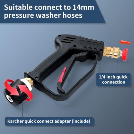 Pistolet de Lavage Haute Pression, 4000 PSI 280bar, Interface M22 (14 mm) Contient Karcher Rapide Connecteur， 5 Embouts de Buse d'eau pour Nettoyage de Voiture