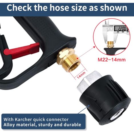 Pistolet de Lavage Haute Pression, 4000 PSI 280bar, Interface M22 (14 mm) Contient Karcher Rapide Connecteur， 5 Embouts de Buse d'eau pour Nettoyage de Voiture