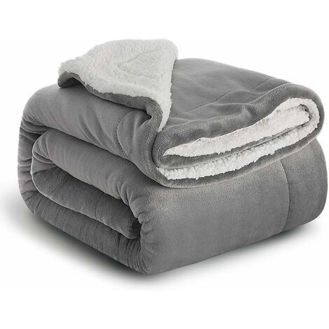 Plaid Canape Couverture Polaire - Jete de Canape Gris 150CMx200CM