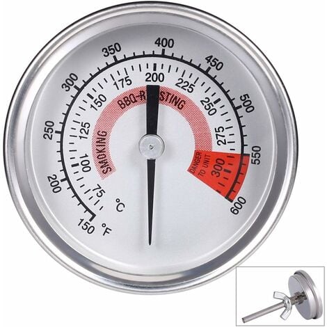 Ahlsen Acier Inoxydable Thermomètre,Métal Thermomètre,Pour Barbecue en  Acier Inoxydable Barbecue à Gaz Barbecue,(60