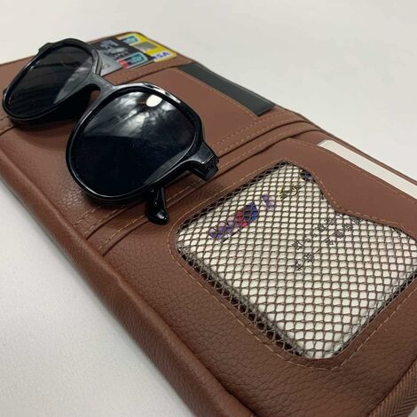 Organisateur Pare-soleil Voiture - Pochette Universelle Pour Lunettes, Cartes, Clés, Téléphone (noir) - 2
