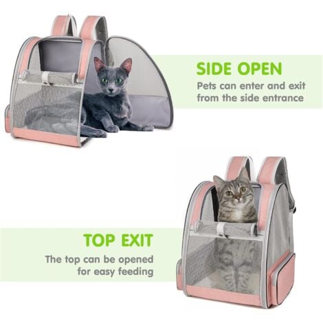 Sac de Transport Chiens et Chats,Sac à Dos en Maille pour Animaux Respirant Pliableavec Structure Métallique,Sac Transport Chien avec Matelas en Peluche Amovible Jusqu'à 7.5kg Noir