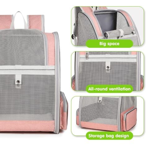 Sac de Transport Chiens et Chats,Sac à Dos en Maille pour Animaux Respirant Pliableavec Structure Métallique,Sac Transport Chien avec Matelas en Peluche Amovible Jusqu'à 7.5kg Noir