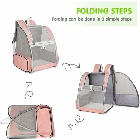 Sac de Transport Chiens et Chats,Sac à Dos en Maille pour Animaux Respirant Pliableavec Structure Métallique,Sac Transport Chien avec Matelas en Peluche Amovible Jusqu'à 7.5kg Noir