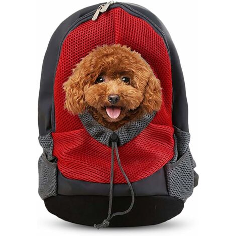 Sac De Transport Bandoulière Pour Chien – Charge Max 7,5 Kg – Polyester Bordeaux – Poche Avant Et Sangles Réglables
