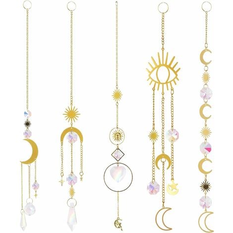 Attrape-Soleils Lot de 5 Suncatcher Pendentif en Cristal Ornement