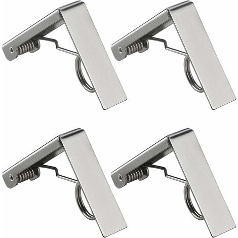 4 Pcs Pince pour Nappe, Clip Nappe de Table en Acier Inoxydable Fixe-Nappe à Ressort pour Restaurant Fêtes Pique-Nique (1/5)